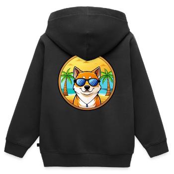 Shih Poo Chien Race Dessin Animé Lunettes De Soleil Plage - Sweat Premium à capuche zippé enfant bio - noir - Dos - AI Model Kid Male (0cm)