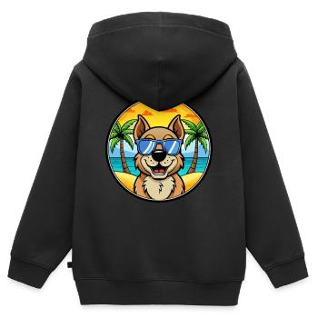 Berger De Beauce Dog Breed Cartoon Sunglass Beach - Kids Premium Organic Zip-up Hoodie - black - Back - AI Model Kid Male (0cm)