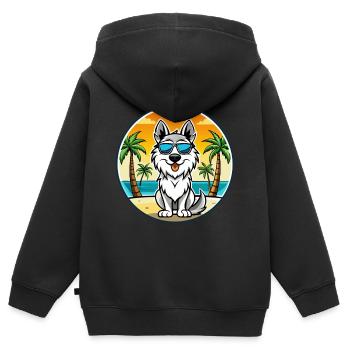 Lunettes de soleil de race de chien de berger des Carpates - Sweat Premium à capuche zippé enfant bio - noir - Dos - AI Model Kid Male (0cm)