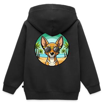 Cirneco Dell Etna Hunderasse Cartoon Sonnenbrille Strand - Kinder Premium Organic Zip Hoodie - Schwarz - Hinten - AI Model Kid Male (0cm)