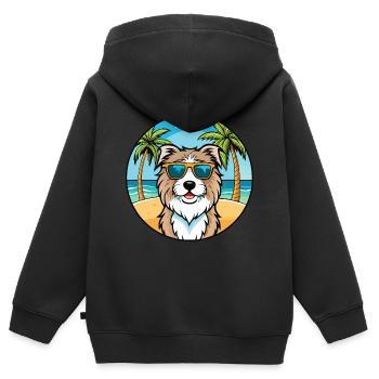Catalan Sheepdog Breed Cartoon Sunglasses Beach - Kids Premium Organic Zip-up Hoodie - black - Back - AI Model Kid Male (0cm)