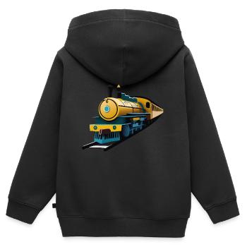 Große Dampflok - Kinder Premium Organic Zip Hoodie - Schwarz - Hinten - AI Model Kid Male (0cm)