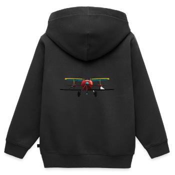 Doppeldecker Flugzeug - Kinder Premium Organic Zip Hoodie - Schwarz - Hinten - AI Model Kid Male (0cm)