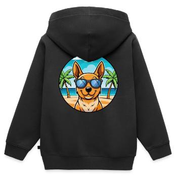Lancashire Heeler Chien Race Dessin Animé Lunettes De Soleil Plage - Sweat Premium à capuche zippé enfant bio - noir - Dos - AI Model Kid Male (0cm)