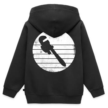 Pipe Wrench Drawing - Kids Premium Organic Zip-up Hoodie - black - Back - AI Model Kid Male (0cm)