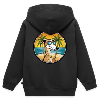 Old Croatian Sighthound Dog Breed Cartoon Beach - Kids Premium Organic Zip-up Hoodie - black - Back - AI Model Kid Male (0cm)