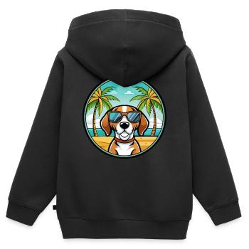 Treeing Walker Coonhound Dog Breed Cartoon Beach - Kids Premium Organic Zip-up Hoodie - black - Back - AI Model Kid Male (0cm)