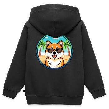 Shih Poo Chien Race Dessin Animé Lunettes De Soleil Plage - Sweat Premium à capuche zippé enfant bio - noir - Dos - AI Model Kid Male (0cm)