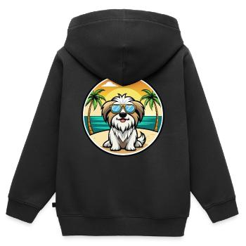 Tibetische Kyi Apso Hunderasse Cartoon Sonnenbrille Strand - Kinder Premium Organic Zip Hoodie - Schwarz - Hinten - AI Model Kid Male (0cm)