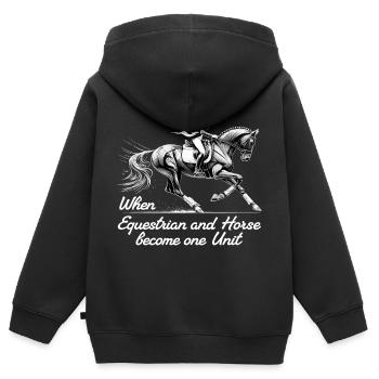 Reiter Reiterin Pferd Einheit Geschenk - Kinder Premium Organic Zip Hoodie - Schwarz - Hinten - AI Model Kid Male (0cm)