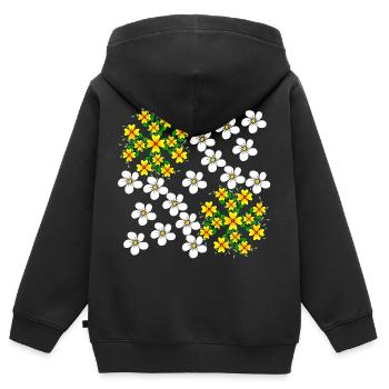 Blumenranke Blüte blumig florales Blumenmuster - Kinder Premium Organic Zip Hoodie - Schwarz - Hinten - AI Model Kid Male (0cm)