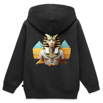 Pharaonisches Design - Kinder Premium Organic Zip Hoodie - Schwarz - Hinten - AI Model Kid Male (0cm)