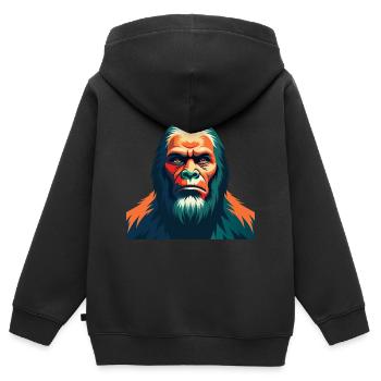 Big Foot Cartoon Figur Buntes Haustier Tier - Kinder Premium Organic Zip Hoodie - Schwarz - Hinten - AI Model Kid Male (0cm)