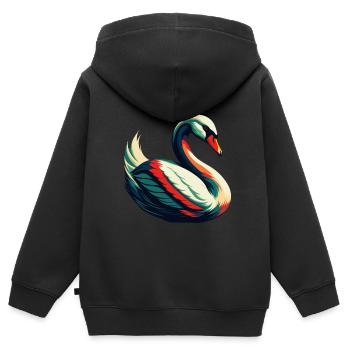 Cygne Personnage De Dessin Animé Animal De Compagnie Coloré - Sweat Premium à capuche zippé enfant bio - noir - Dos - AI Model Kid Male (0cm)
