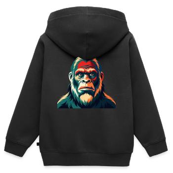 Big Foot Cartoon Figur Buntes Haustier Tier - Kinder Premium Organic Zip Hoodie - Schwarz - Hinten - AI Model Kid Male (0cm)