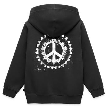 Urban Retro Peace Zeichen - Kinder Premium Organic Zip Hoodie - Schwarz - Hinten - AI Model Kid Male (0cm)