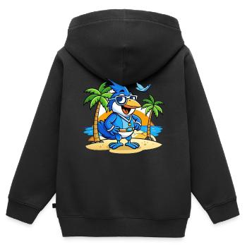 Lunettes de soleil Blue Jay Funny Cartoon Summer Beach - Sweat Premium à capuche zippé enfant bio - noir - Dos - AI Model Kid Male (0cm)