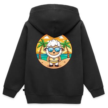 Schaf Lustige Cartoon Sommer Strand Sonnenbrille - Kinder Premium Organic Zip Hoodie - Schwarz - Hinten - AI Model Kid Male (0cm)