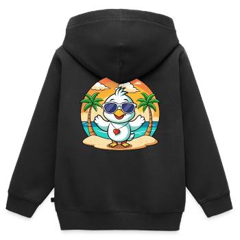 Lunettes de soleil de plage d’été de dessin animé drôle de cygne - Sweat Premium à capuche zippé enfant bio - noir - Dos - AI Model Kid Male (0cm)