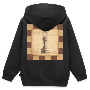 Schach König / Königin. Altmodischer vintage Stil. - Kinder Premium Organic Zip Hoodie - Schwarz - Hinten - AI Model Kid Male (0cm)