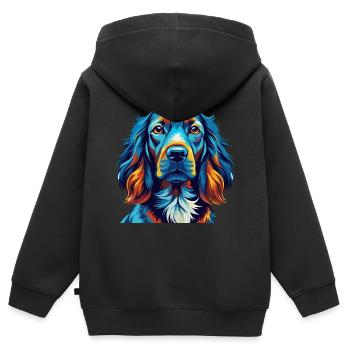 Irischer Setter Hund Rasse Bunt Karikatur Kawaii - Kinder Premium Organic Zip Hoodie - Schwarz - Hinten - AI Model Kid Male (0cm)