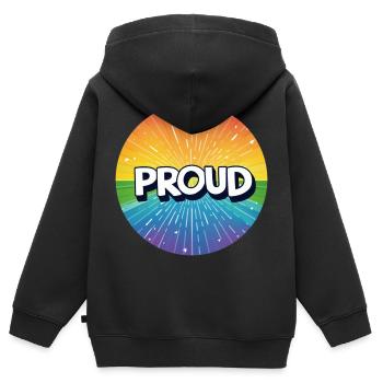 Fierté LGBTQ - Sweat Premium à capuche zippé enfant bio - noir - Dos - AI Model Kid Male (0cm)