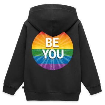 LGBTQ Be You - Kinder Premium Organic Zip Hoodie - Schwarz - Hinten - AI Model Kid Male (0cm)