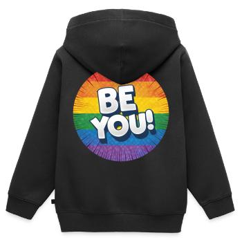 LGBTQ Be You - Kinder Premium Organic Zip Hoodie - Schwarz - Hinten - AI Model Kid Male (0cm)
