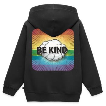 LGBTQ Soyez gentil - Sweat Premium à capuche zippé enfant bio - noir - Dos - AI Model Kid Male (0cm)