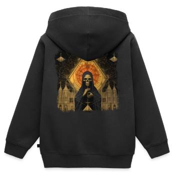 Düsteres Horror Gemälde Skelett mit Umhang - Kinder Premium Organic Zip Hoodie - Schwarz - Hinten - AI Model Kid Male (0cm)