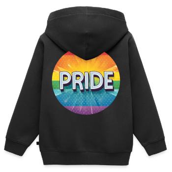 FIERTÉ LGBTQ - Sweat Premium à capuche zippé enfant bio - noir - Dos - AI Model Kid Male (0cm)