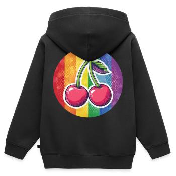 Cerise LGBTQ - Sweat Premium à capuche zippé enfant bio - noir - Dos - AI Model Kid Male (0cm)