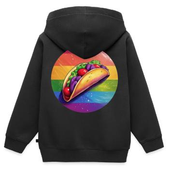 LGBTQ Taco - Kinder Premium Organic Zip Hoodie - Schwarz - Hinten - AI Model Kid Male (0cm)