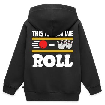 bowling - Kinder Premium Organic Zip Hoodie - Schwarz - Hinten - AI Model Kid Male (0cm)