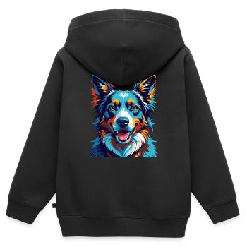 Chien de berger des Carpates Race Dessin animé Kawaii - Sweat Premium à capuche zippé enfant bio - noir - Dos - AI Model Kid Male (0cm)
