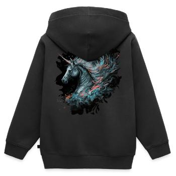 Einhorn Phantasie - Kinder Premium Organic Zip Hoodie - Schwarz - Hinten - AI Model Kid Male (0cm)