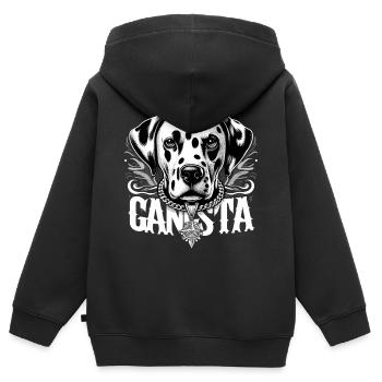 Dalmatiner Gangsta Gangster Hund Geschenk - Kinder Premium Organic Zip Hoodie - Schwarz - Hinten - AI Model Kid Male (0cm)
