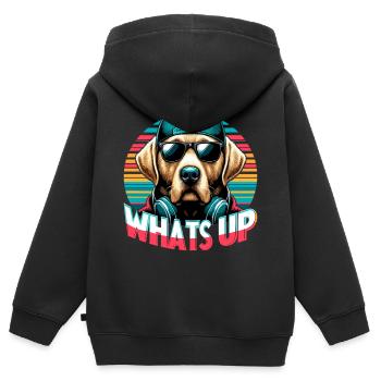 Dudley Labrador Was geht ab cooler Hund Geschenk - Kinder Premium Organic Zip Hoodie - Schwarz - Hinten - AI Model Kid Male (0cm)
