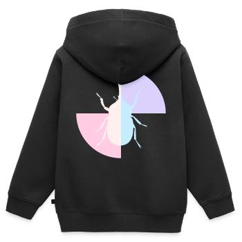 Duo Gelb Pastellblau - Kinder Premium Organic Zip Hoodie - Schwarz - Hinten - AI Model Kid Male (0cm)