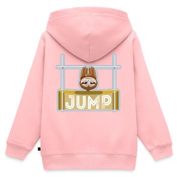 Faultier Hochsprung - Kinder Premium Organic Zip Hoodie - Rosa - Hinten - AI Model Kid Female (0cm)