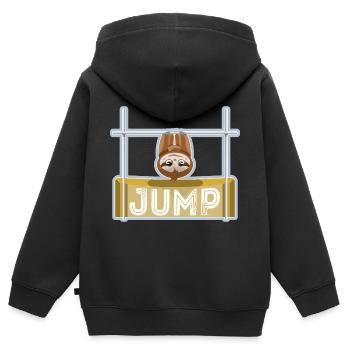 Saut en hauteur paresseux - Sweat Premium à capuche zippé enfant bio - noir - Dos - AI Model Kid Male (0cm)