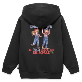 Bye bye Kindergarten ab 2024 rocke ich die Schule - Kinder Premium Organic Zip Hoodie - Schwarz - Hinten - AI Model Kid Male (0cm)