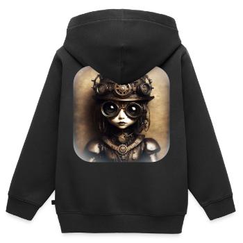 Cooles Gothic Steampunk Girl mit Hut - Kinder Premium Organic Zip Hoodie - Schwarz - Hinten - AI Model Kid Male (0cm)
