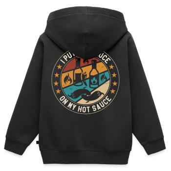 Ich gebe scharfe Soße auf meine scharfe Soße lustiger Essensliebhaber - Kinder Premium Organic Zip Hoodie - Schwarz - Hinten - AI Model Kid Male (0cm)
