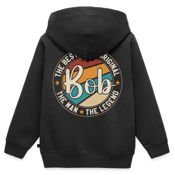 BOB First Name Retro Bob Funny Christmas Joke Bob - Sweat Premium à capuche zippé enfant bio - noir - Dos - AI Model Kid Male (0cm)