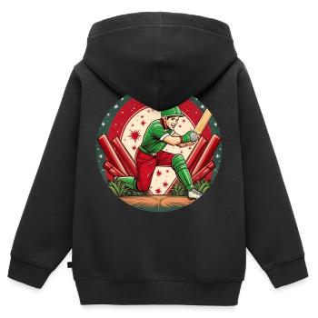 Christmas Elf Cricket - Kids Premium Organic Zip-up Hoodie - black - Back - AI Model Kid Male (0cm)