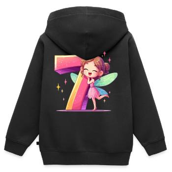 7 Years Fairy Elf Birthday Gift - Kids Premium Organic Zip-up Hoodie - black - Back - AI Model Kid Male (0cm)