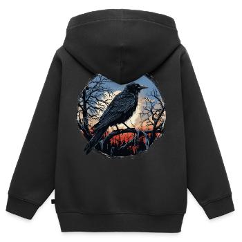 Rabe - Kinder Premium Organic Zip Hoodie - Schwarz - Hinten - AI Model Kid Male (0cm)