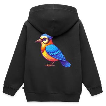 Blue Jay Bunte Kawaii Cartoon Figur Clipart - Kinder Premium Organic Zip Hoodie - Schwarz - Hinten - AI Model Kid Male (0cm)