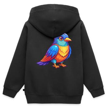 Kuckuck Bunte Kawaii Cartoon Figur Clipart - Kinder Premium Organic Zip Hoodie - Schwarz - Hinten - AI Model Kid Male (0cm)